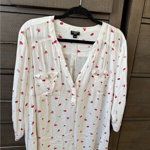 Torrid White Blouse with Pink Accents